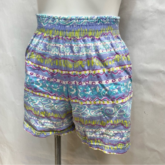 VINTAGE 80s RARE OP OCEAN PACIFIC PRINTED HIGH RISE PULL ON COTTON SHORTS - Picture 15 of 16